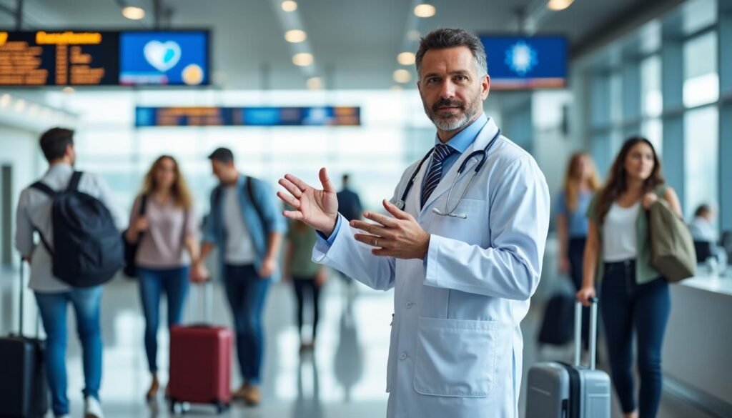 a doctor advises travelers to practice healthy habits to reduce the risk of spreading illnesses during their journeys.
